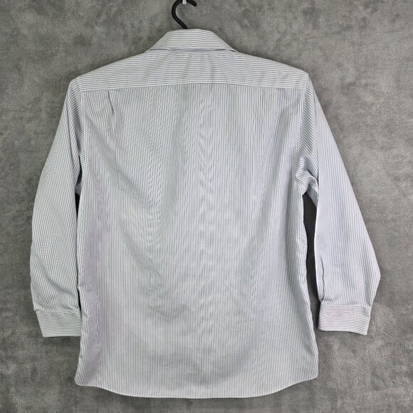 Mens Hart Schaffner Marx Shirt White Pinstripe Cotton Button Down Size 16.5 - Picture 6 of 9